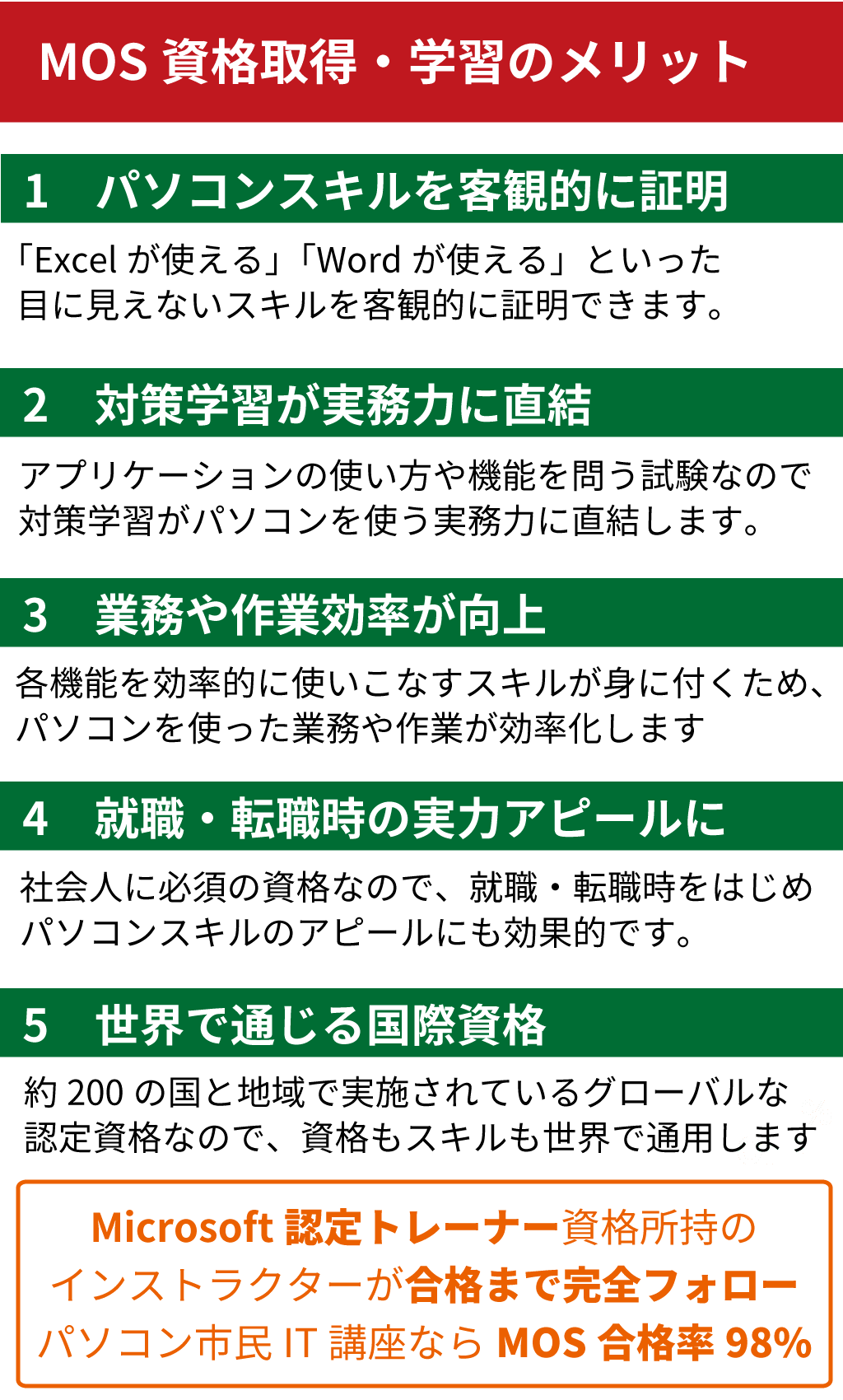 MOS資格取得・学習のメリット